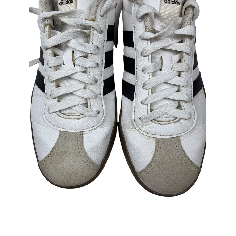 Adidas VL Court Womens 8.5 White Black Gum Leather Casual Sneakers - Picture 8 of 9